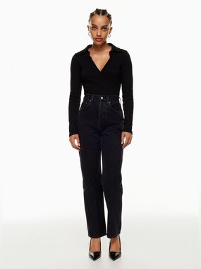 Denim Forum Aritzia The 90’s Joni Hi-Rise Loose Jeans Size 31 Black Grunge